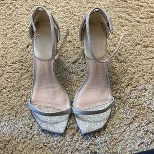 Stuart Weitzman Glitter Amelina Block Heel Sandal